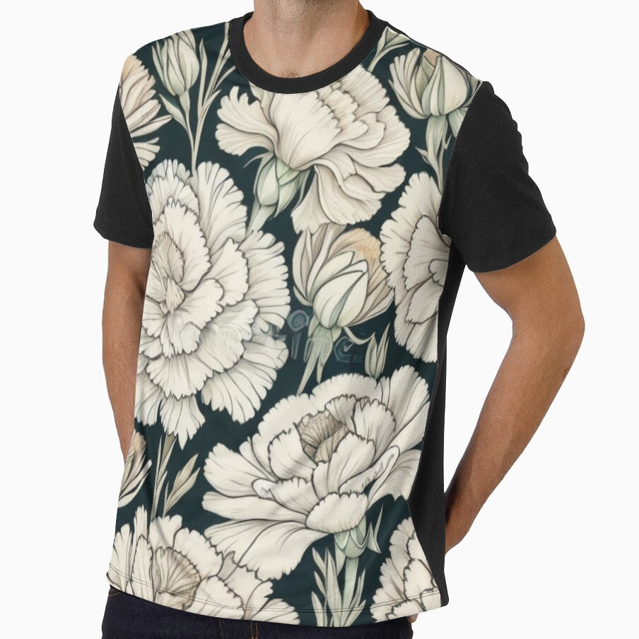 "Hand Drawn" White Carnations by Sun-Soles