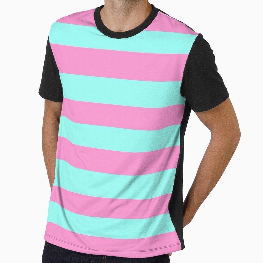 Y2K Pastel Pink and Aqua Blue Stripe Pattern | Retro 2000s Horizontal Stripes by BrontesWhimsyStore