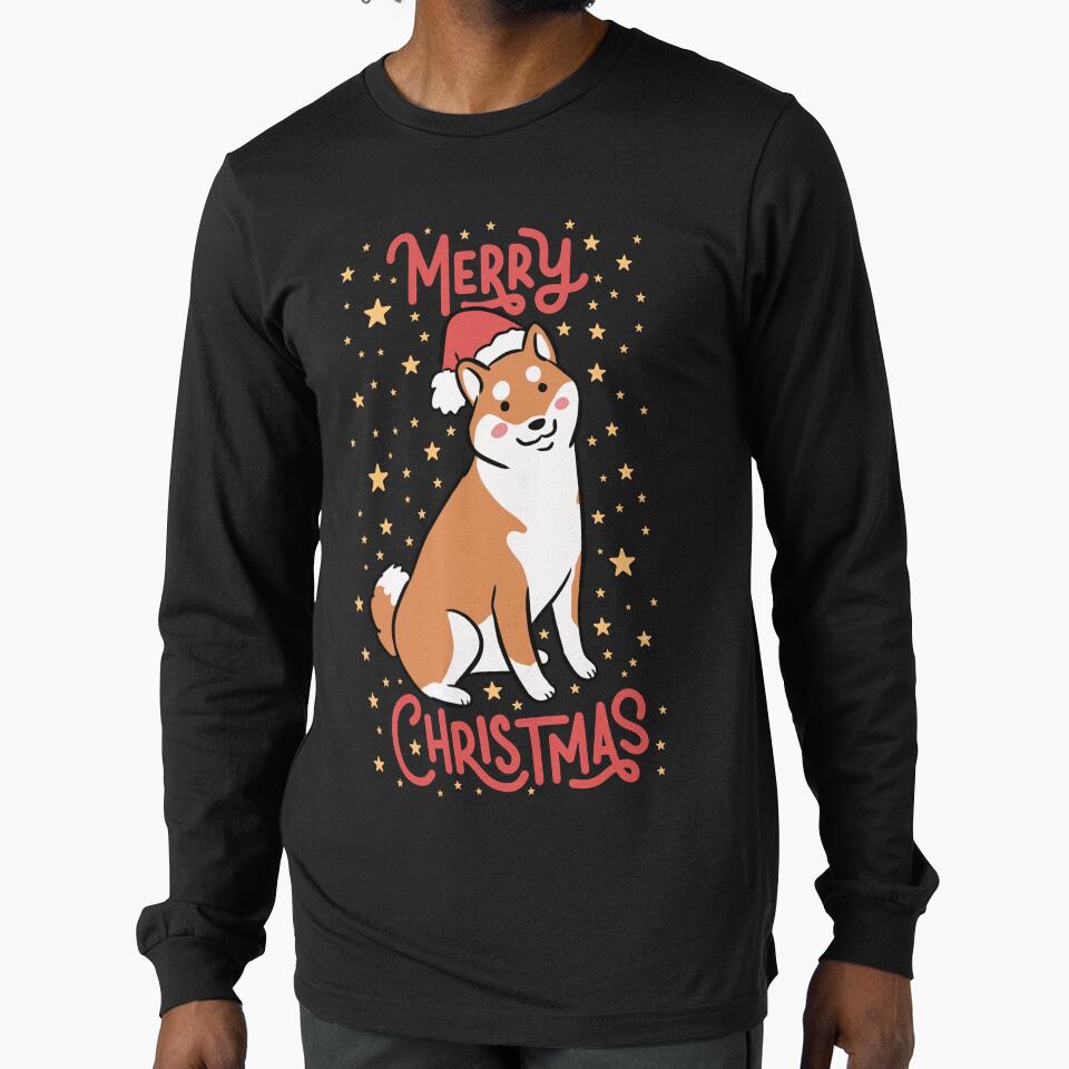 Merry Christmas Cute christmas shiba inu dog illustration by Yarafantasyart
