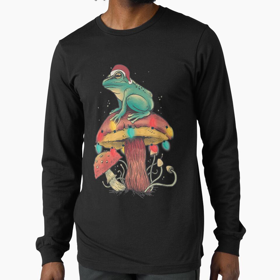 Christmas Frog Sitting Mushroom by gymat3