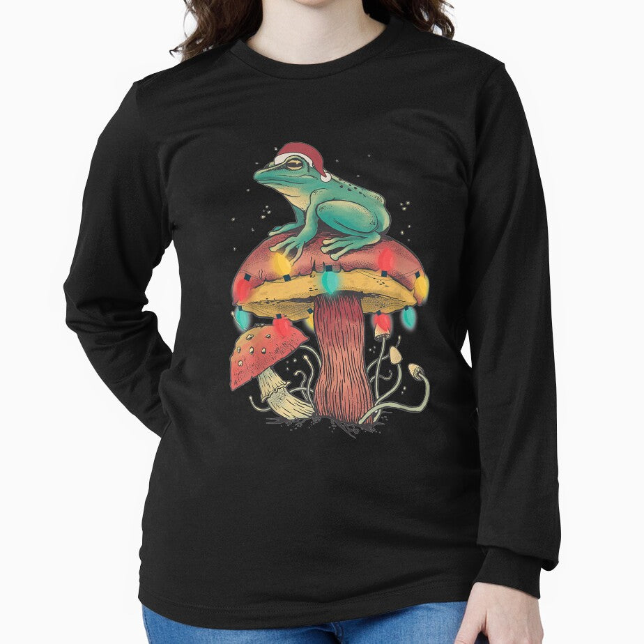 Christmas Frog Sitting Mushroom by gymat3