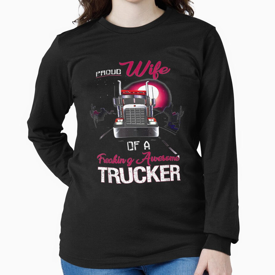 Proud Wife Freaking Awesome Trucker Gift by gymat3