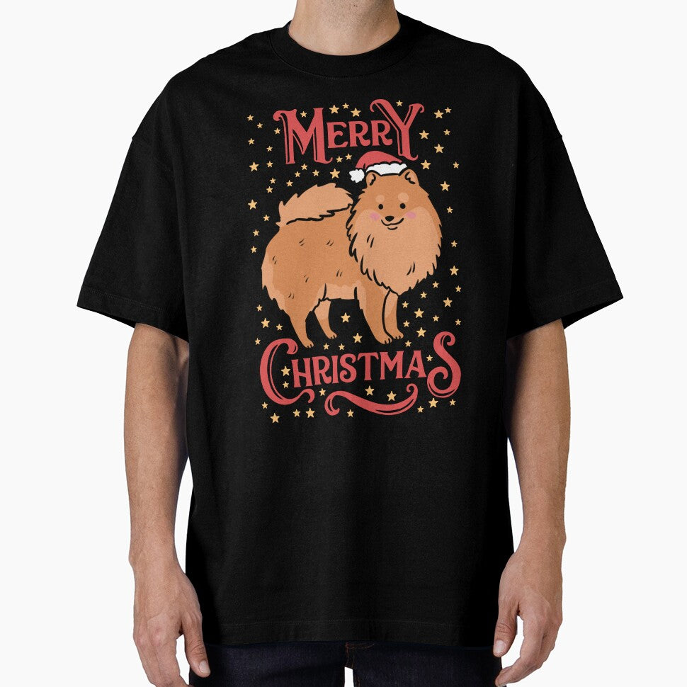 Merry Christmas Cute christmas pomeranian dog illustration by Yarafantasyart