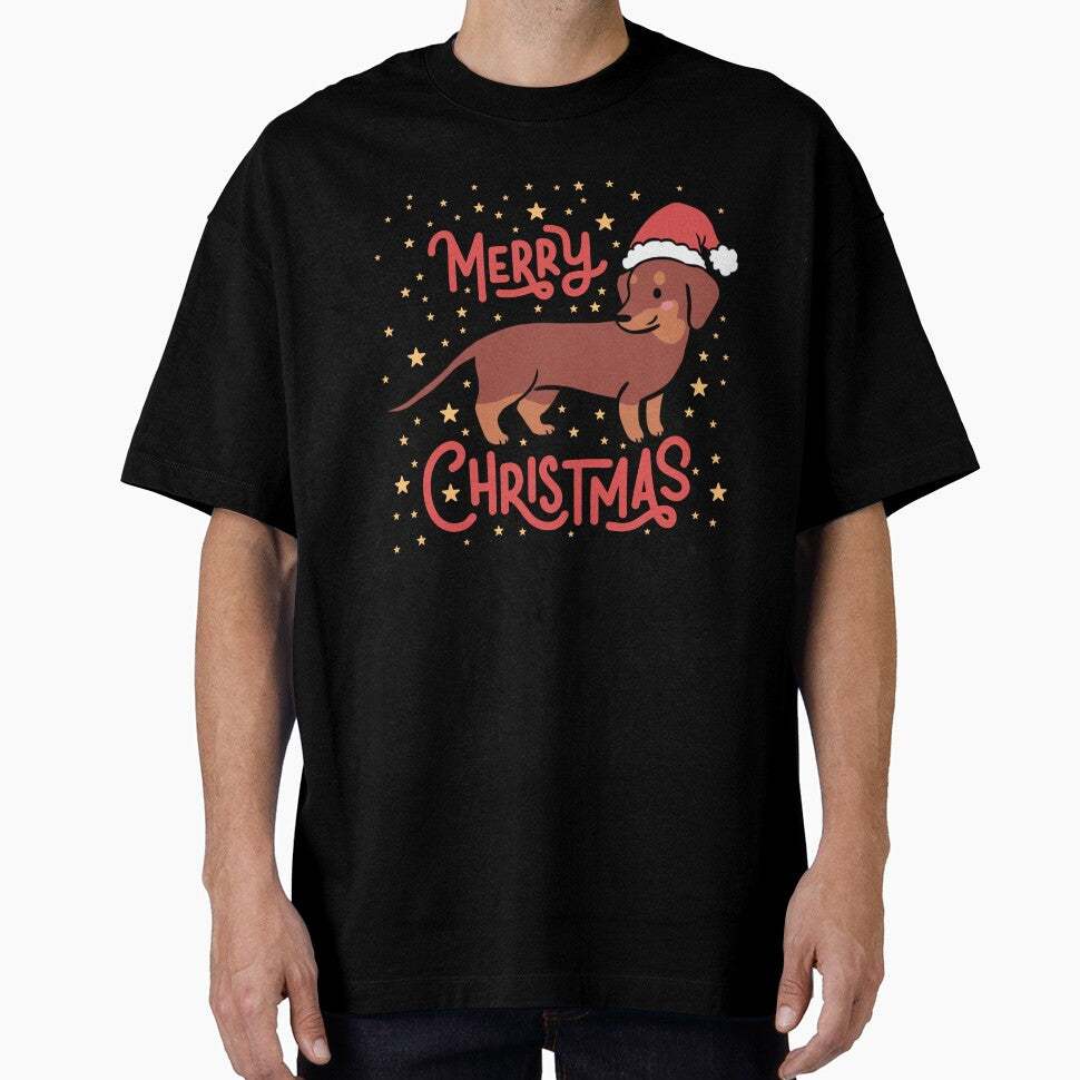 Merry Christmas Cute christmas dachshund dog illustration by Yarafantasyart