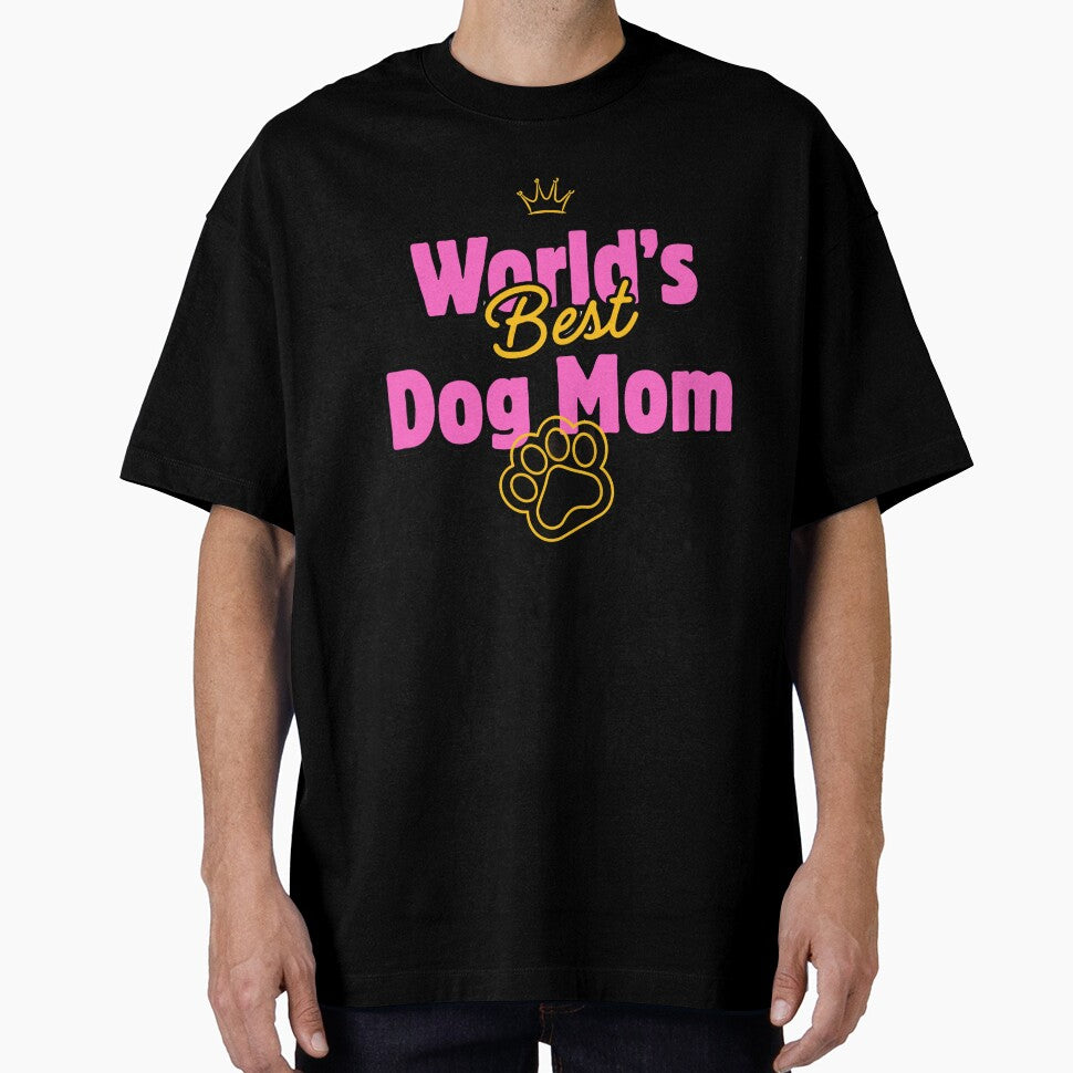 Worlds Best Dog Mom Crown Bold Pink Tee by Motel Mirage