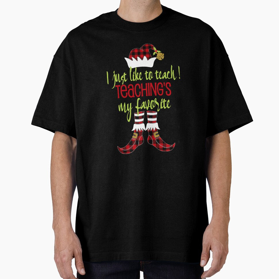 Christmas Teacher Shirt Buffalo Plaid I Like To Teach Teaching Is My Favorite Elf Gift by Sapphire Star