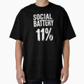 Funny Social Battery 1% Introvert Humor Design by  BreedCraft Studio