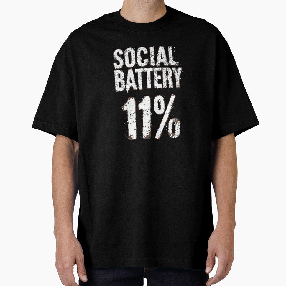 Funny Social Battery 1% Introvert Humor Design by  BreedCraft Studio