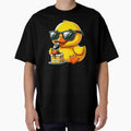 Funny Yellow Duck Eating Cake Rubber Duck Wear Sunglasses by tharika wiangkal