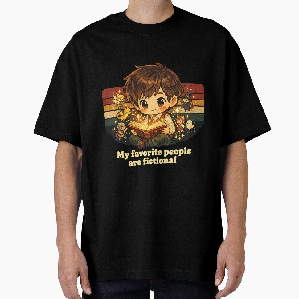 My Favorite People Are Fictional - Funny Book Lover Introvert T-Shirt by Art JSMY