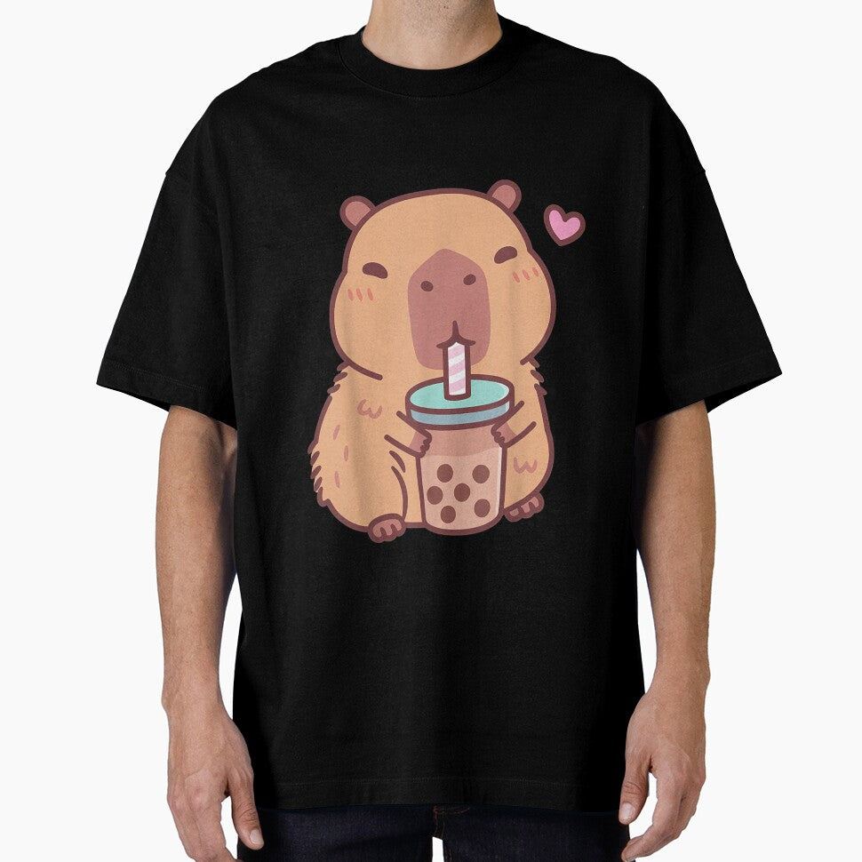 Cute Capybara Kawaii Anime Drinking Bubble Tea Lover Girls Art for Men Women Kids , Capybara Gift Lover by DZIRI NAJAT