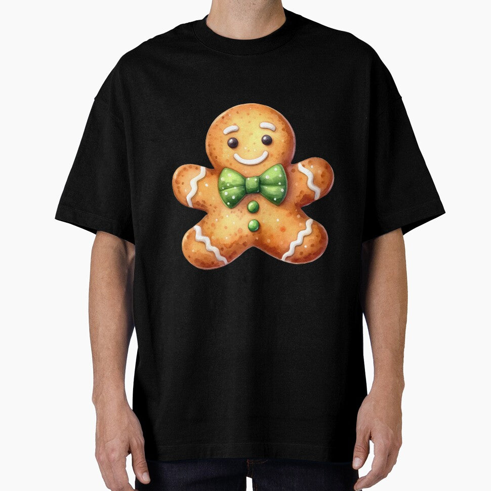 Festive Cheer: Smiling Gingerbread Man Watercolor Art by aiartbay