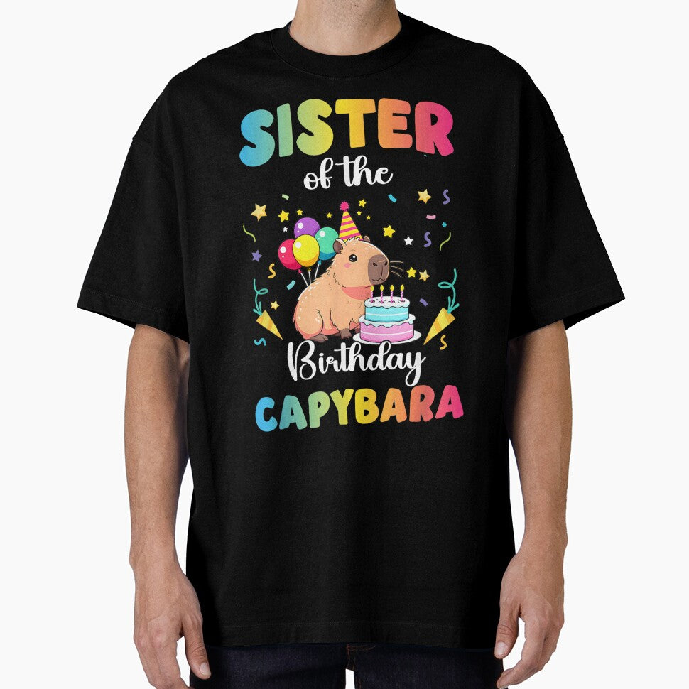 Sister of The Birthday Girl Capybara Bday Party Family Art for Men Women Kids , Capybara Gift Lover by DZIRI NAJAT