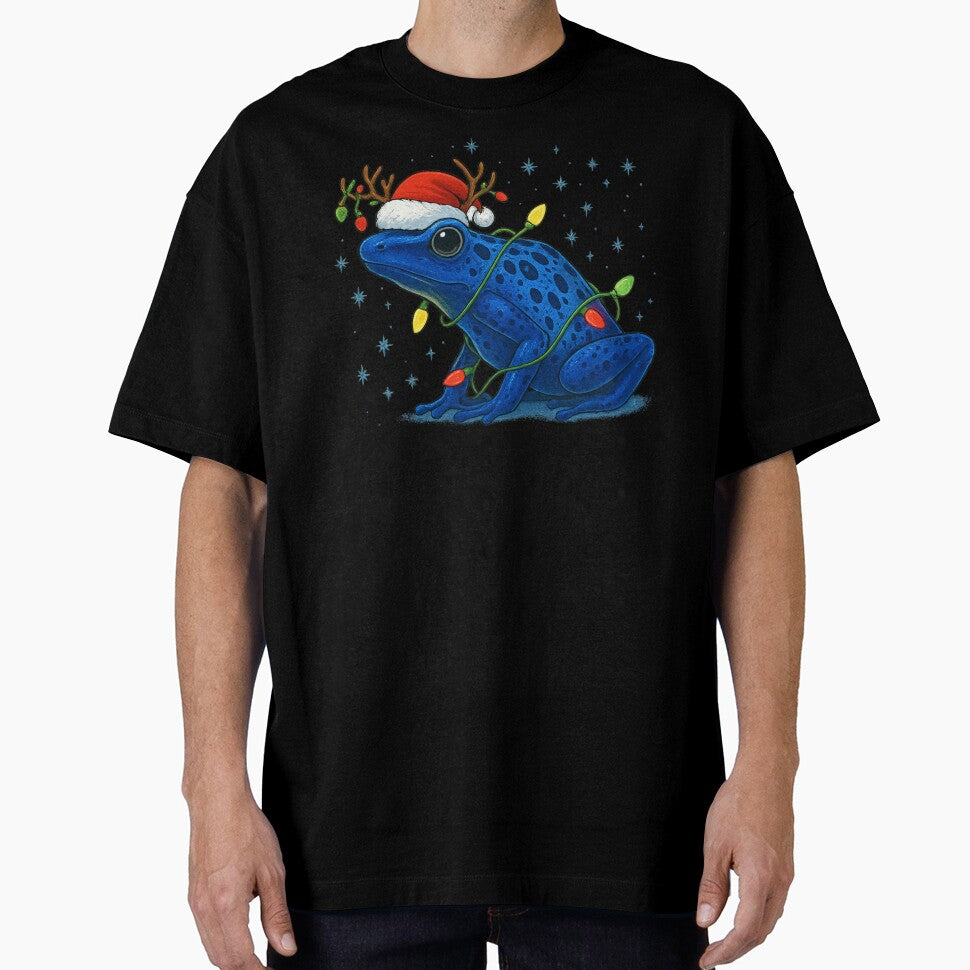 Christmas Frog Blue Poison Dart Frog Tangled in Lights Reindeer by haitrieuic96