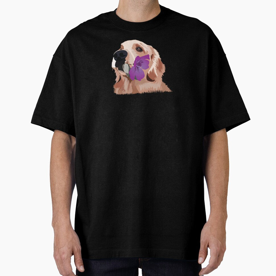 Golden Retriever with a Purple Flower by KCPetPortraits