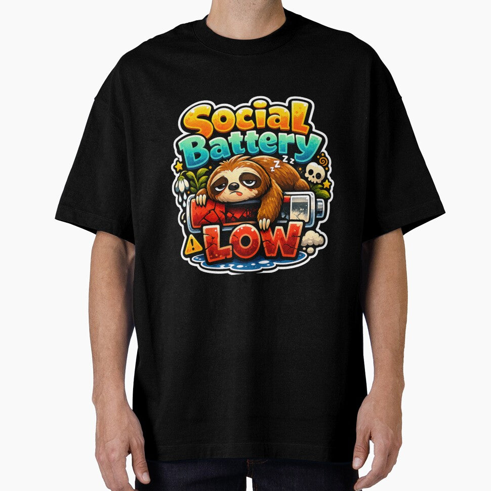 Social Battery Low Funny Sloth Sticker by PixoNest