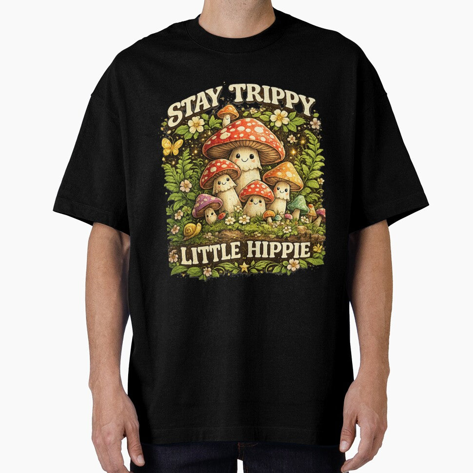 Stay Trippy Little Hippie Cute Mushroom Cottagecore Psychedelic Nature Tee by Wear Sculpt