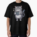Grumpy Grey Tabby Cat Coffee Mug Cactus by CrystalMineArts