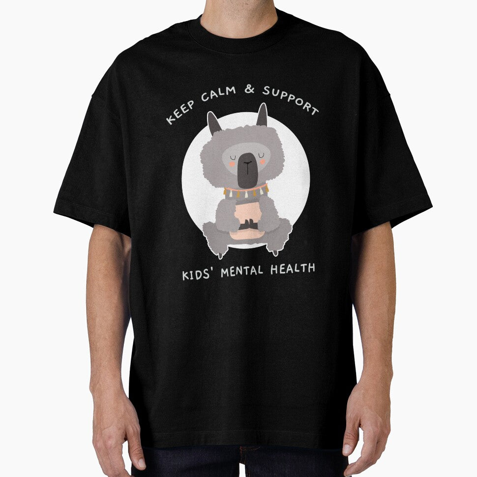 Keep Calm and Support Kids’ Mental Health Cute Llama by Winter--Flowers