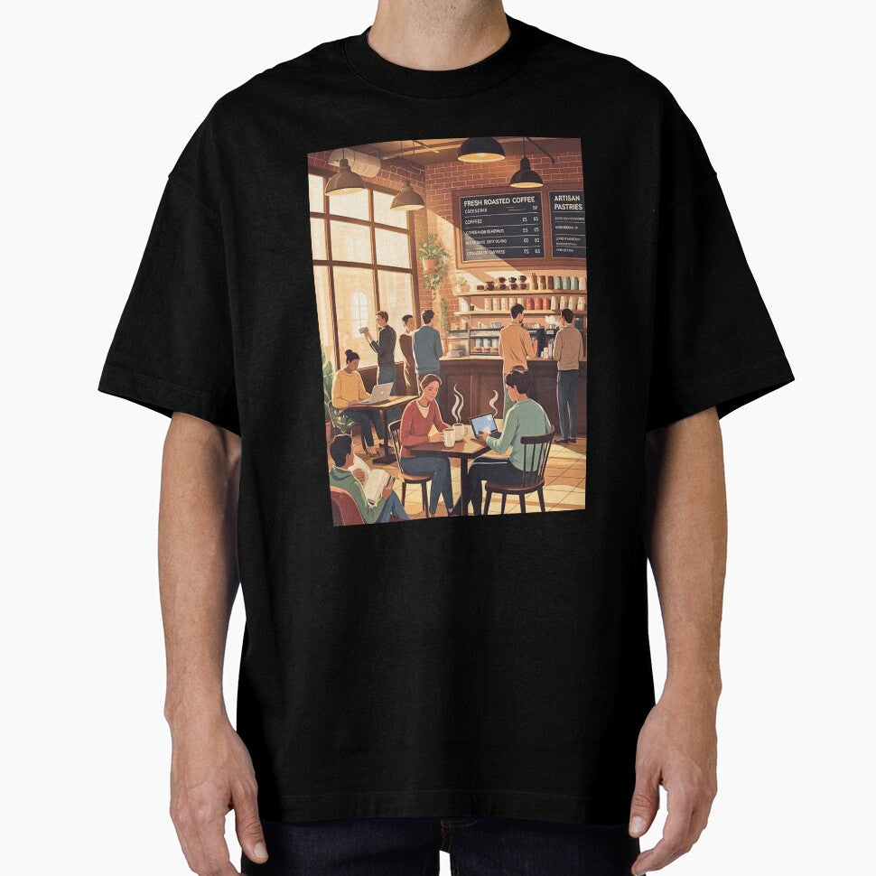 Coffeeshop With People Sitting In Themor Standing By Them by Echo Aesthetics