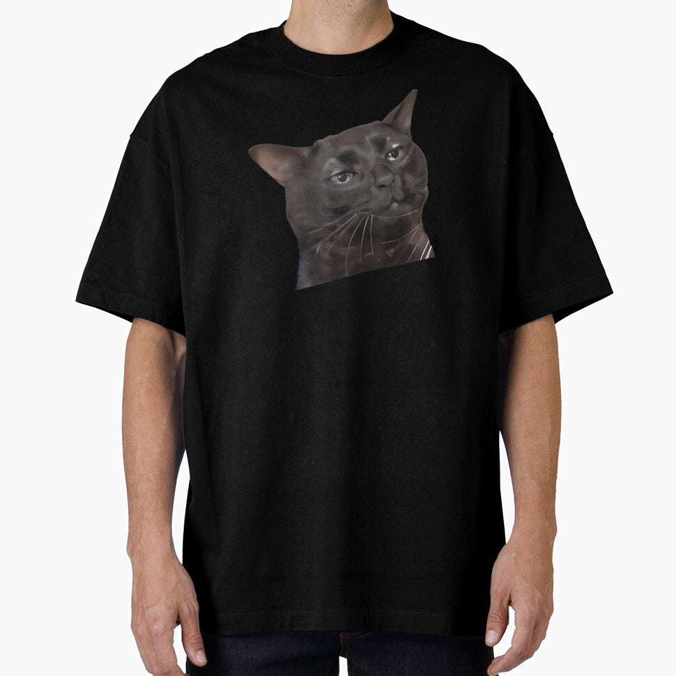 Tired Black Cat Meme Dissociated Funny Internet, Black cat zoning out by FloraPlantTees