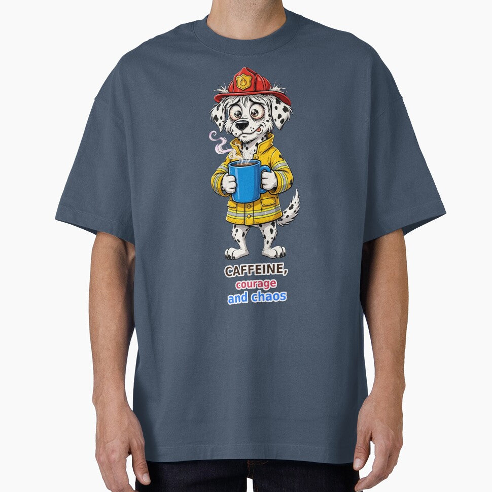 Funny Firefighter Dalmatian Caffeine Courage Chaos by Surviving Monday Club