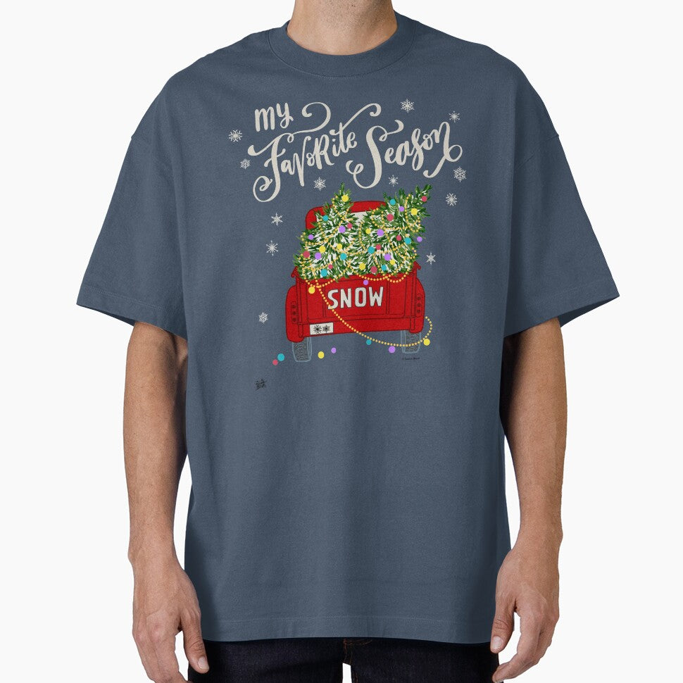Christmas Tree Truck with Snowflakes Snow My Favorite Season by DoubleBrush