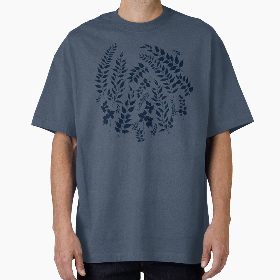 Greenery Botanical Print Navy Blue Leaves by SilverPegasus