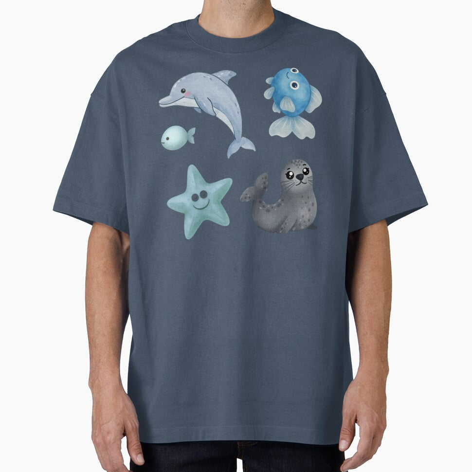 Cute Watercolor Blue Sea Creature Ocean life Sea Animals Ocean Aesthetic by Art IN Pack