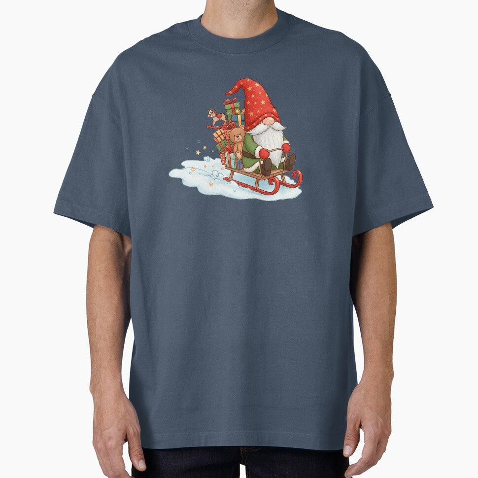 Christmas Gnome on a Sleigh – Cute Watercolor Holiday Illustration by Iras-Art-Corner