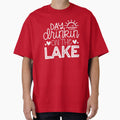 pink Day Drinkin’ on the Lake – Sun, Birds Waves Hearts Design by EmeraldeaArt