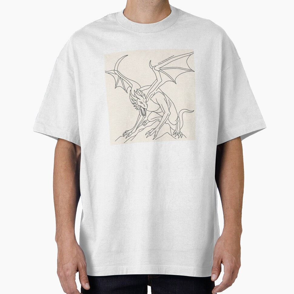 Minimalist Dragon Line Art – One Line Gothic Fantasy Illustration by HealerMoonHuntressDesigns