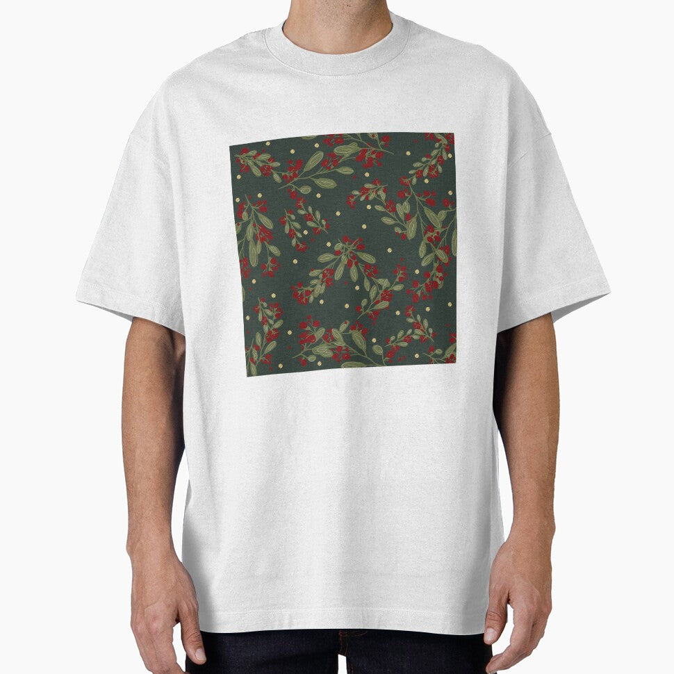 Copy of Holly Jolly Greens ;  Red Fruits & Yuletide Leaves on Emarald Green by PrintsByAnnJ
