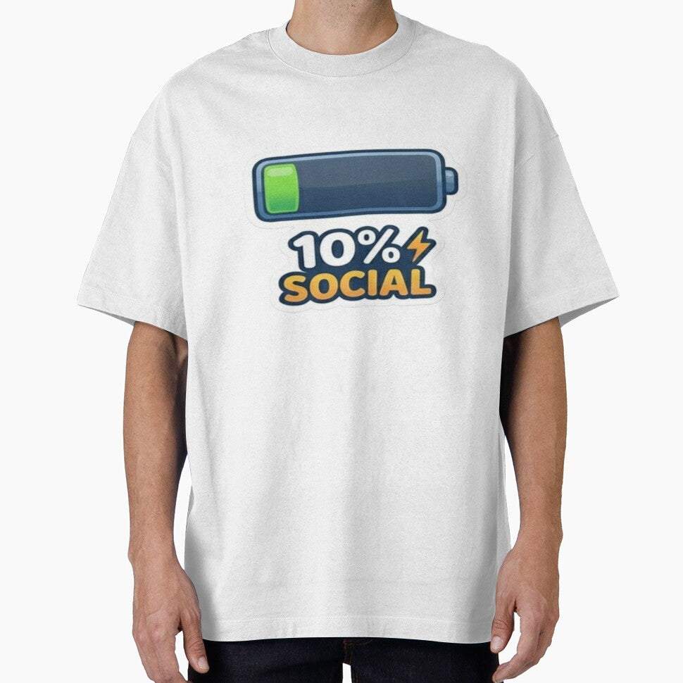 10% Social Battery Sticker – Low Energy Introvert Funny Design by Velora Design