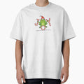 Cute Christmas Frog with Santa Hat – Joy Candy Cane Letters Holiday Illustration by Fashion Empire
