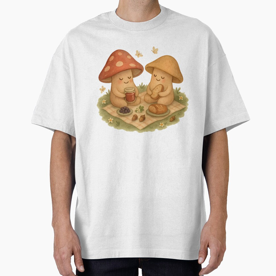 Mushroom Picnic Friends – Cottagecore Nature Art by Blinkwater Designs