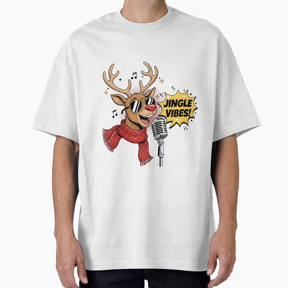 Cool Reindeer with Sunglasses Singing Jingle Vibes by Overshared Studio