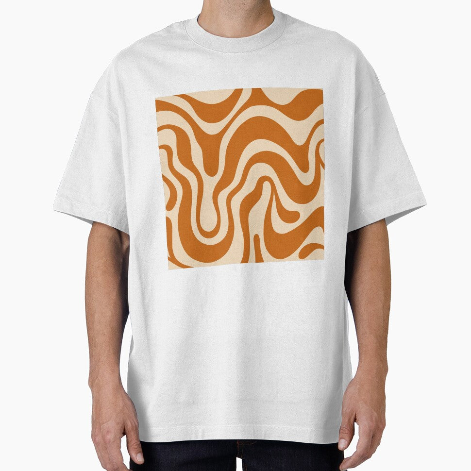 70s Liquid retro vintage orange swirl pattern by ReneMagritteArt