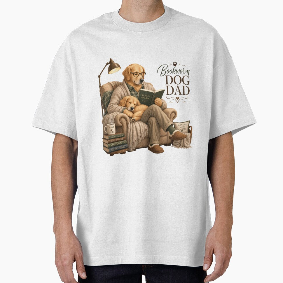 Bookworm Golden Retriever Dog Dad Reading Kawaii T-Shirt by Ashley critters