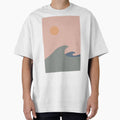 Minimalist ocean landscapes in pastel pink, mustard and blue tones. Minimalist  bedroom decor. by VDistractions