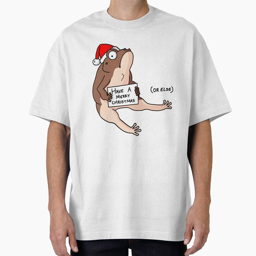 Christmas Grumpy Passive Aggressive Sitting Frog - Have a Merry Christmas or Else by EmHurst10
