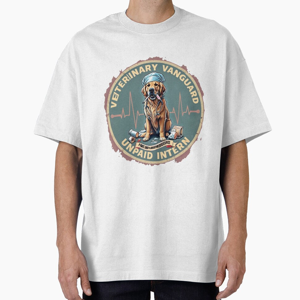 Golden Retriever Unpaid Intern Vet Tech Gift by PawsRetroStudio