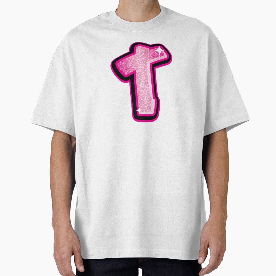 Glitter Pink T Initial Sticker by LazyCreativeCo