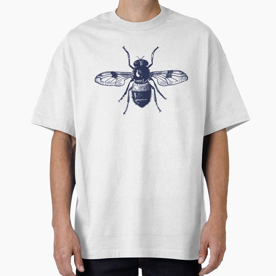 Vintage bee dark academia navy and cream by neopop