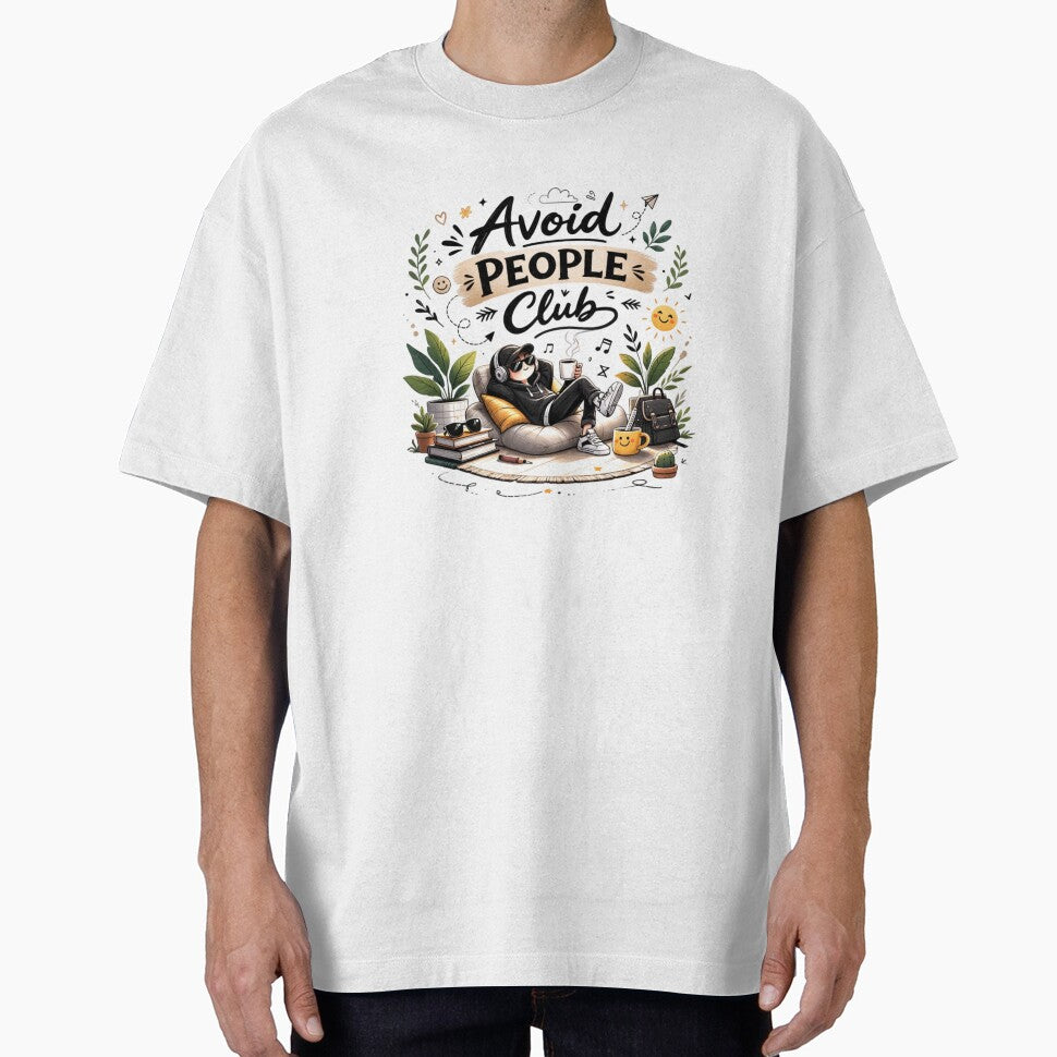 Avoid People Club Funny Introvert Lifestyle Cartoon Design by Sanika arts
