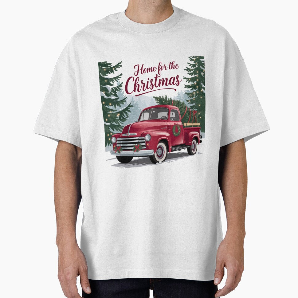 Home for Christmas Vintage Red Truck Design by Kirolous  Safwat