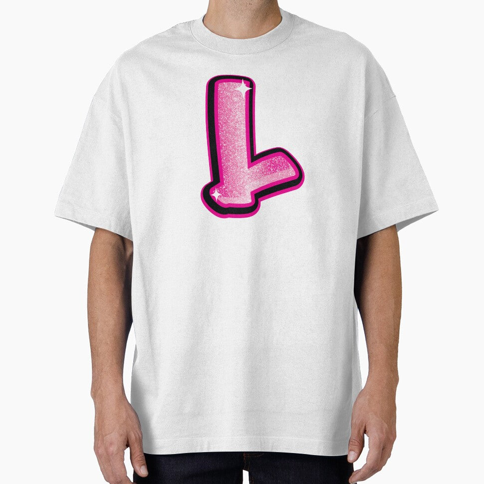 Glitter Pink L Initial Sticker by LazyCreativeCo