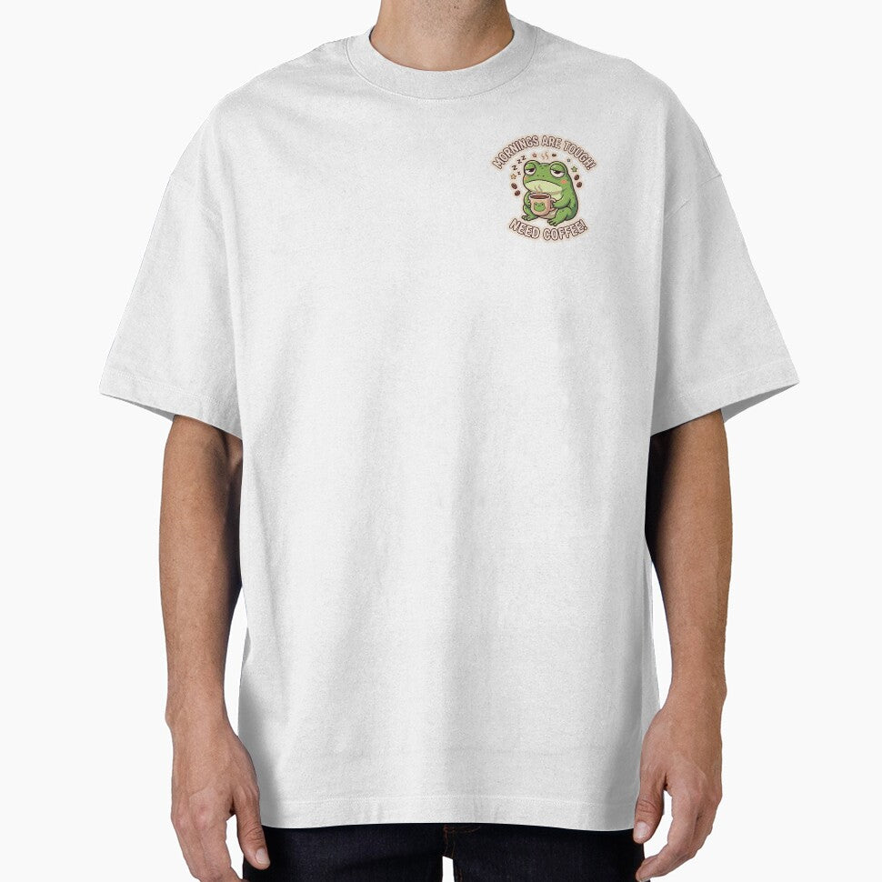 Sleepy Frog Holding Coffee Morning Humor by Trionda_Shop