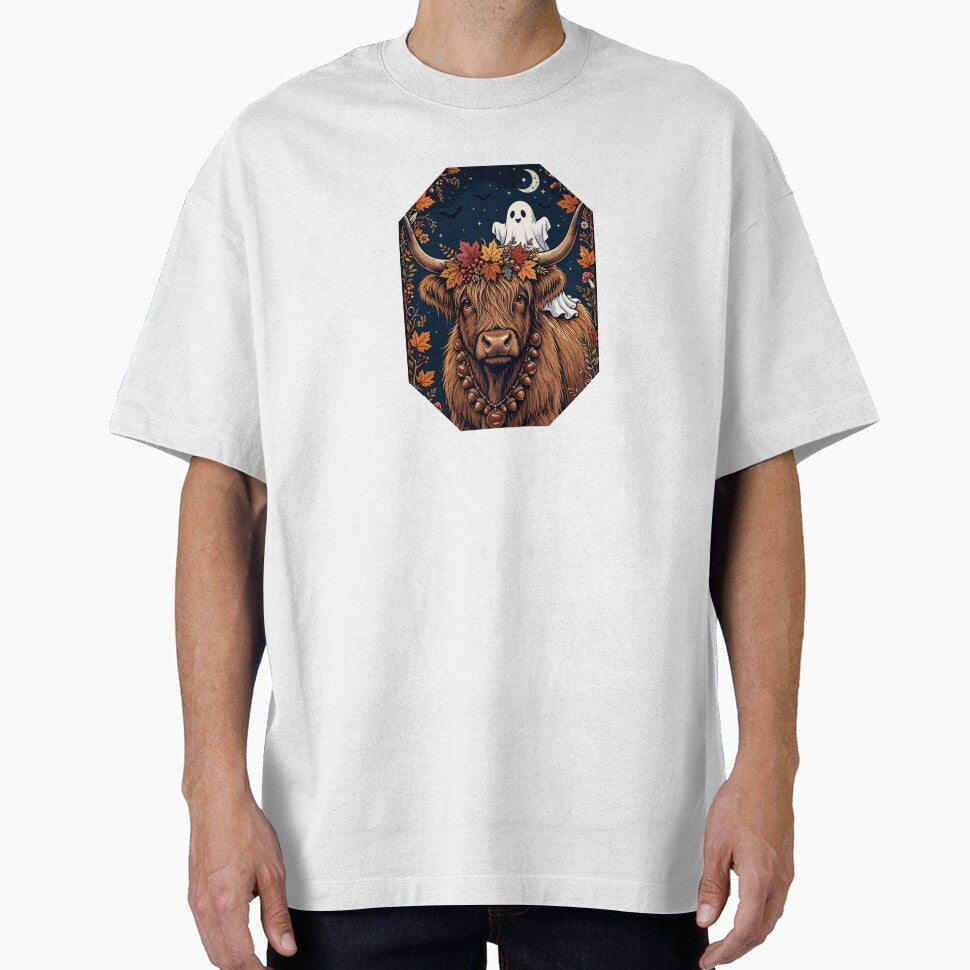 Halloween Highland Cow Ghost - Spooky Fall Autumn Cute Ghost Bats Moon by Neurospicy Trolls