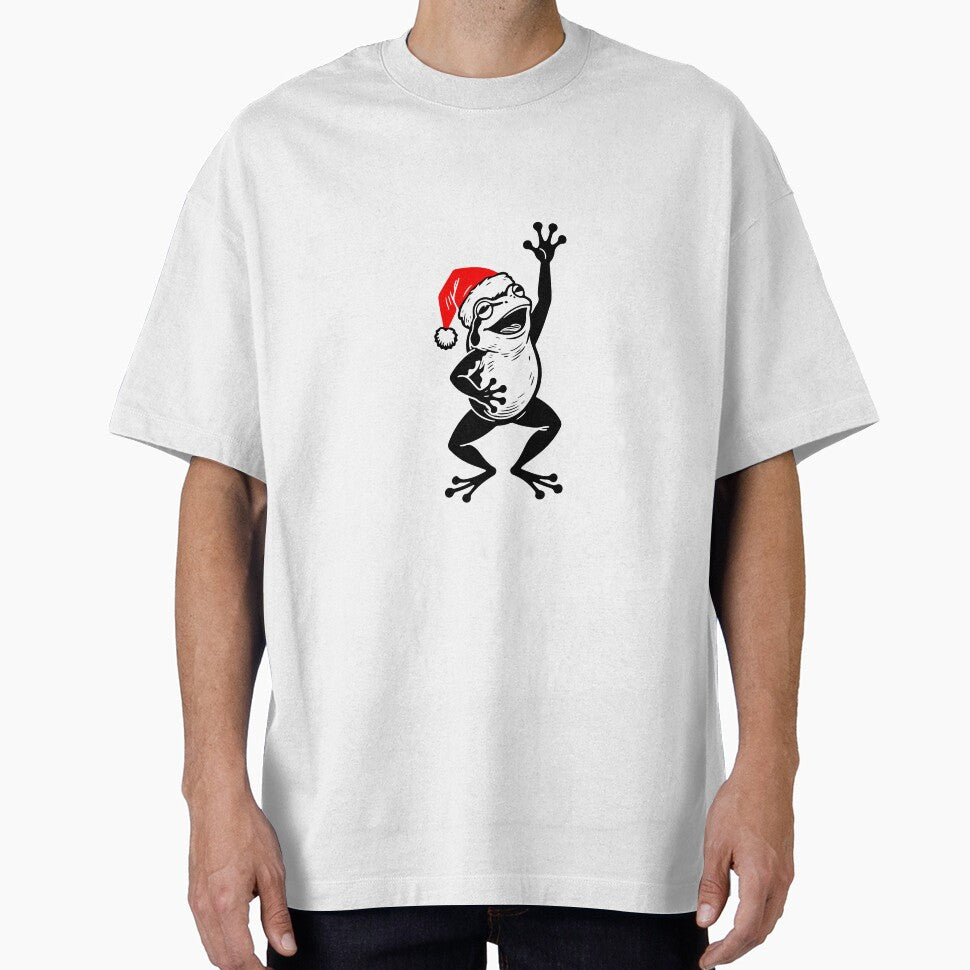 Festive Frog with Santa Hat Silhouette | Christmas Cheer Minimalist Art by JollyCritters